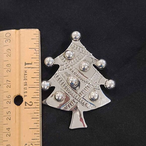 Vintage Signed MJ Marie Jennifer Christmas Tree Brooch Pendant - Picture 6 of 7